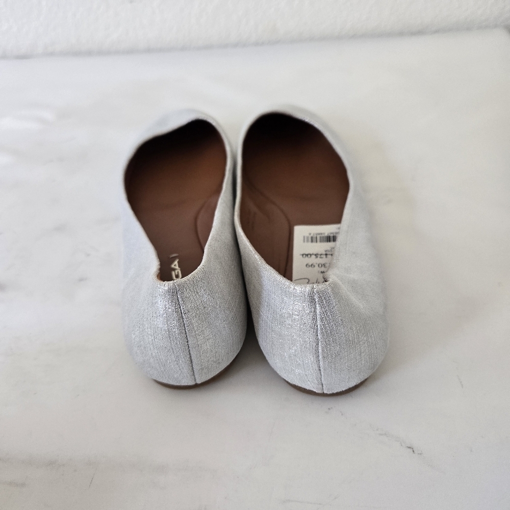 Via Spiga Lilac Sulver Ballet Flats Linen Leather Round Toe Classic size 7.5 - Picture 8 of 13